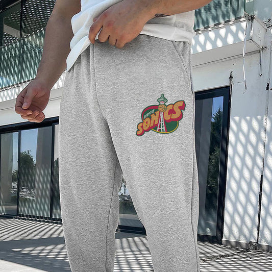 Sonics Men's Sports Casual Elastic Waistband Fleece Sweatpants