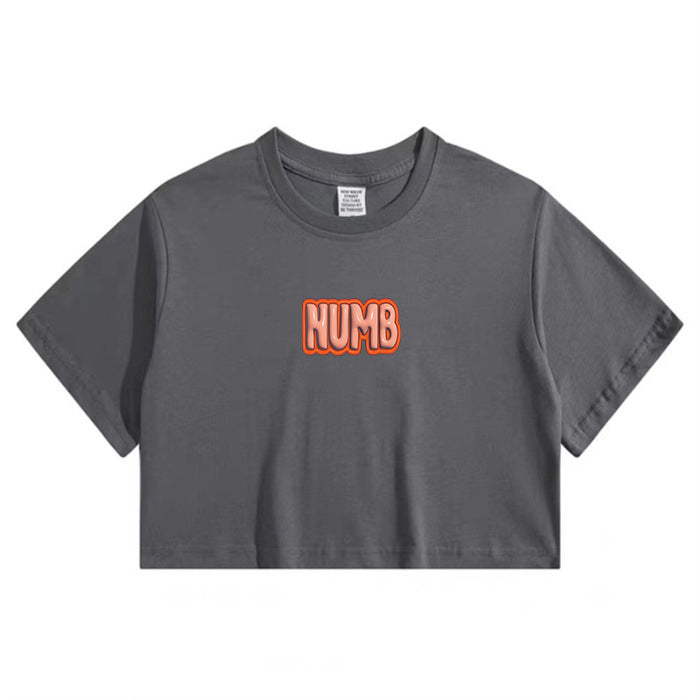 NUMB Letter Print Lady's Crop Tee