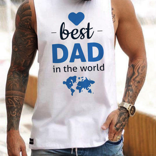 Best Dad Letter Print Men's Tank Father's Day Gift