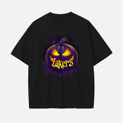 Spooky Vibes Pumpkin Print Lakers Fans Tee