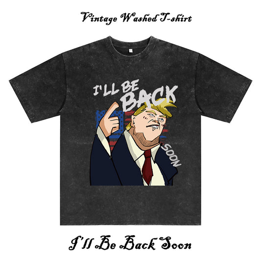 Trump Will Be Back Men's Washed Black Color Tee