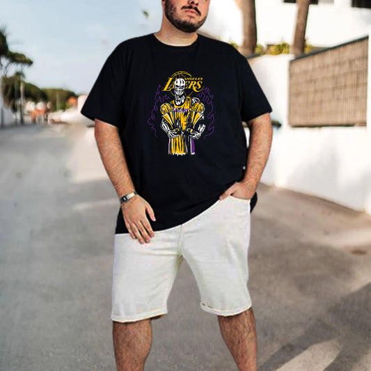 Men's Los Angeles Lakers Skull Printed T-Shirts Big & Tall