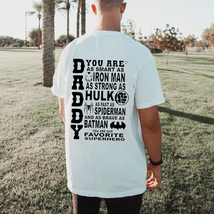 Gift For Dad Men's Letter Print White T-shirt Big & Tall