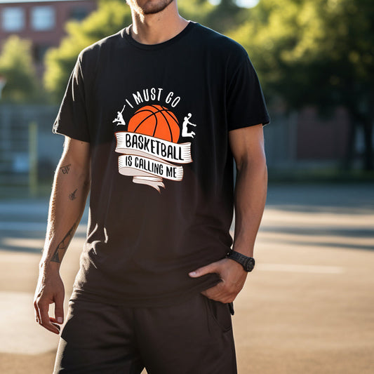 Baketball Lovers Hoops Calling Men's Black Big & Tall T-shirt