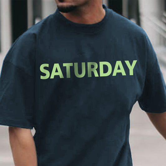Saturday Letter Print Men's Short Sleeve T-Shirt