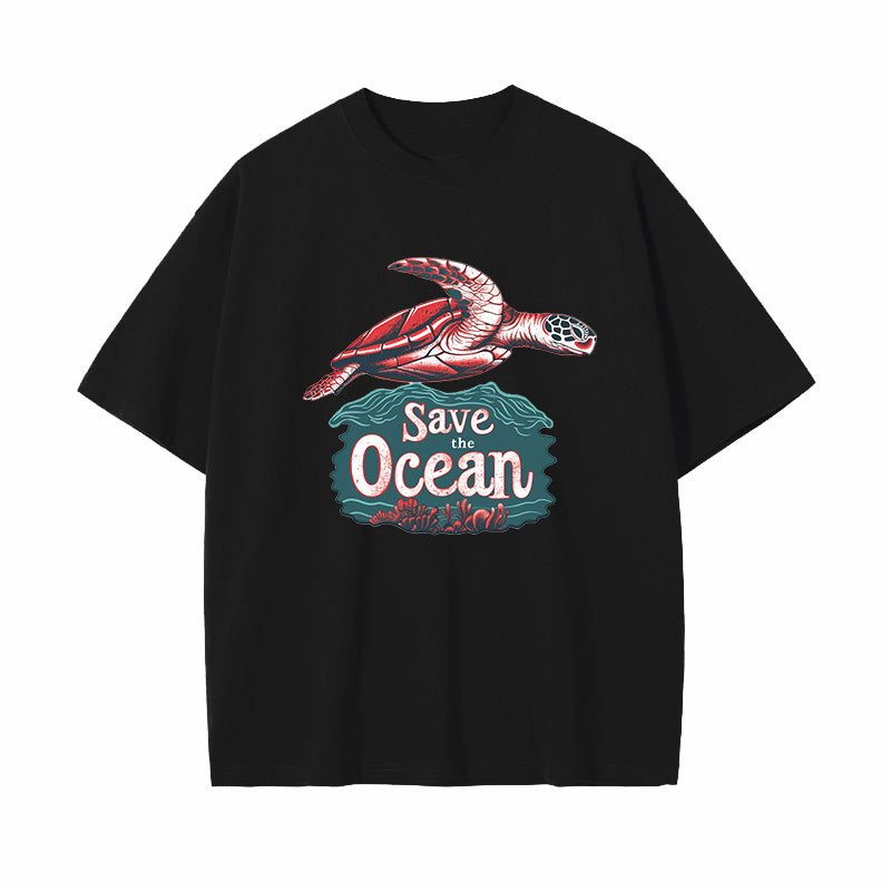 Men's Sea Turtle Print Oversized T-shirt