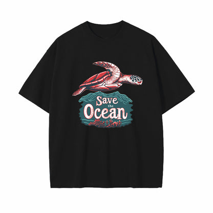 Men's Sea Turtle Print Oversized T-shirt