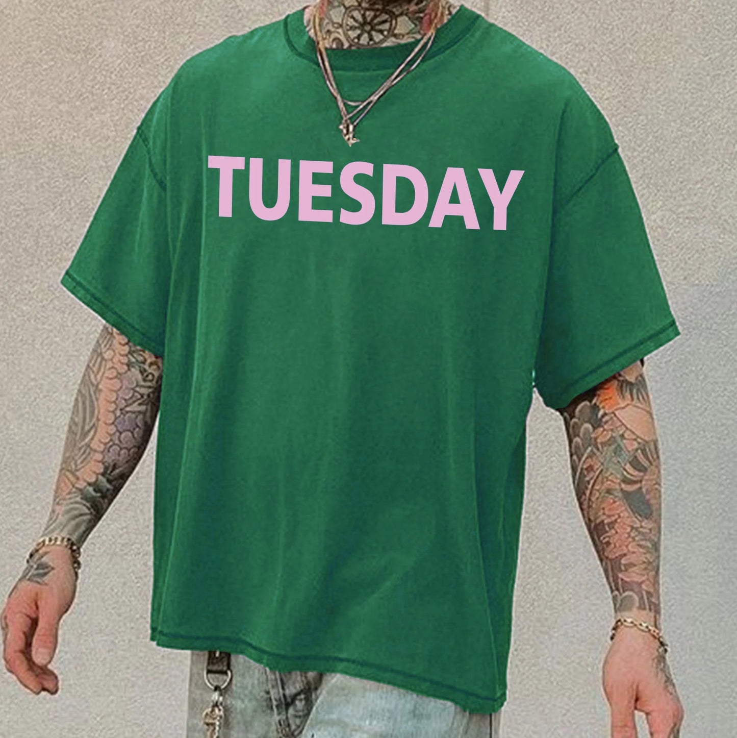 Tuesday Letter Print Men's Short Sleeve T-Shirt