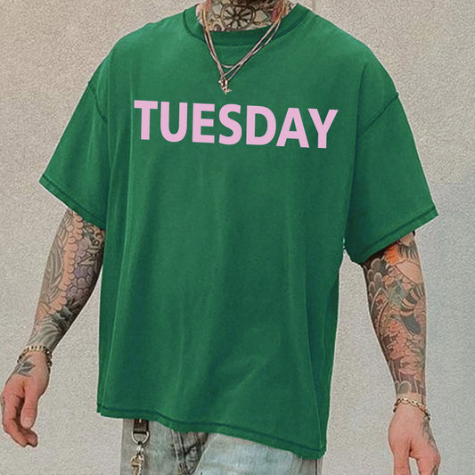 Tuesday Letter Print Men's Short Sleeve T-Shirt