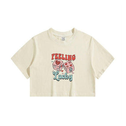 Lucky Dice Print Ladies Crop Tee