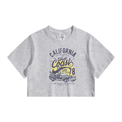 California Surf Print Lady's Crop Tee