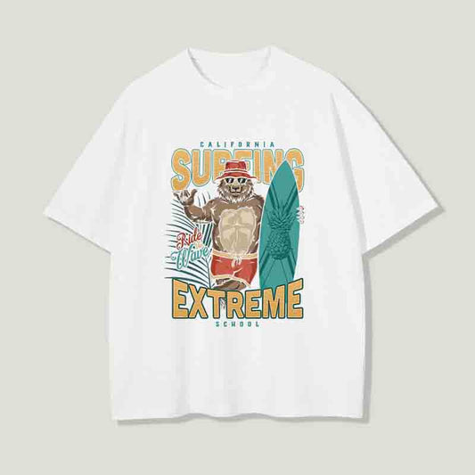 Surfing Bear Printed Men's Beach Vibes T-Shirt Big & Tall