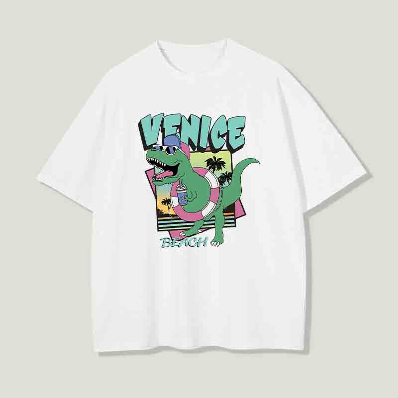 Venice Beach Dinosaur Print Summer Vibe T-shirt