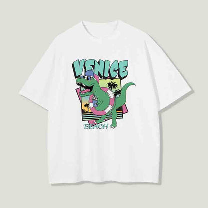 Venice Beach Dinosaur Print Summer Vibe T-shirt Big & Tall