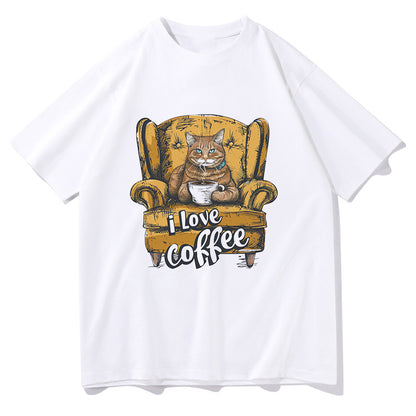 Cat with Coffee Women's Cotton Tee