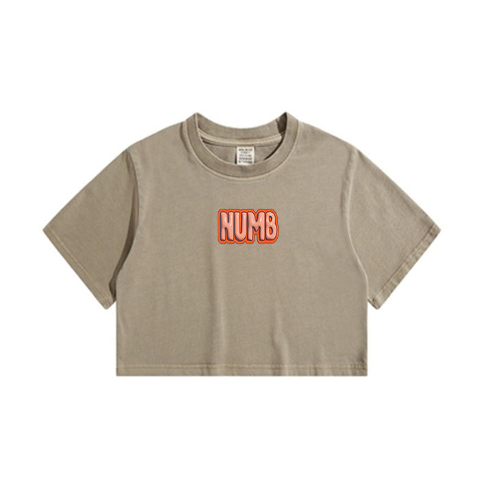 NUMB Letter Print Lady's Crop Tee