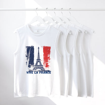 Eiffel Tower and France Flag Men's Casual Tank