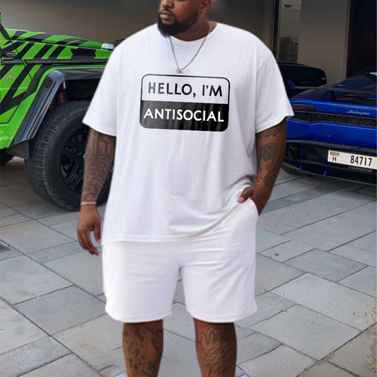 HELLO, I'M ANTISOCIAL Print Men's Cotton T-shirt 230g Big & Tall