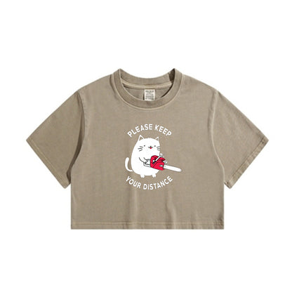 Cat with Chainsaw Lady's Crop Tee