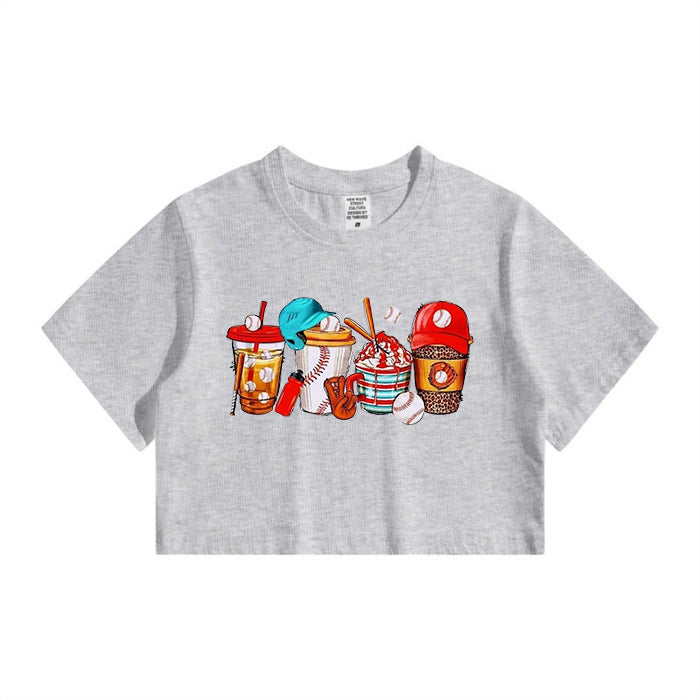 Baseball Drink Lady's Crop Tee