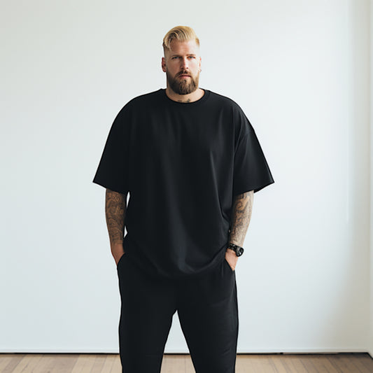 Men's Plain Oversized Cotton T-shirt - Black