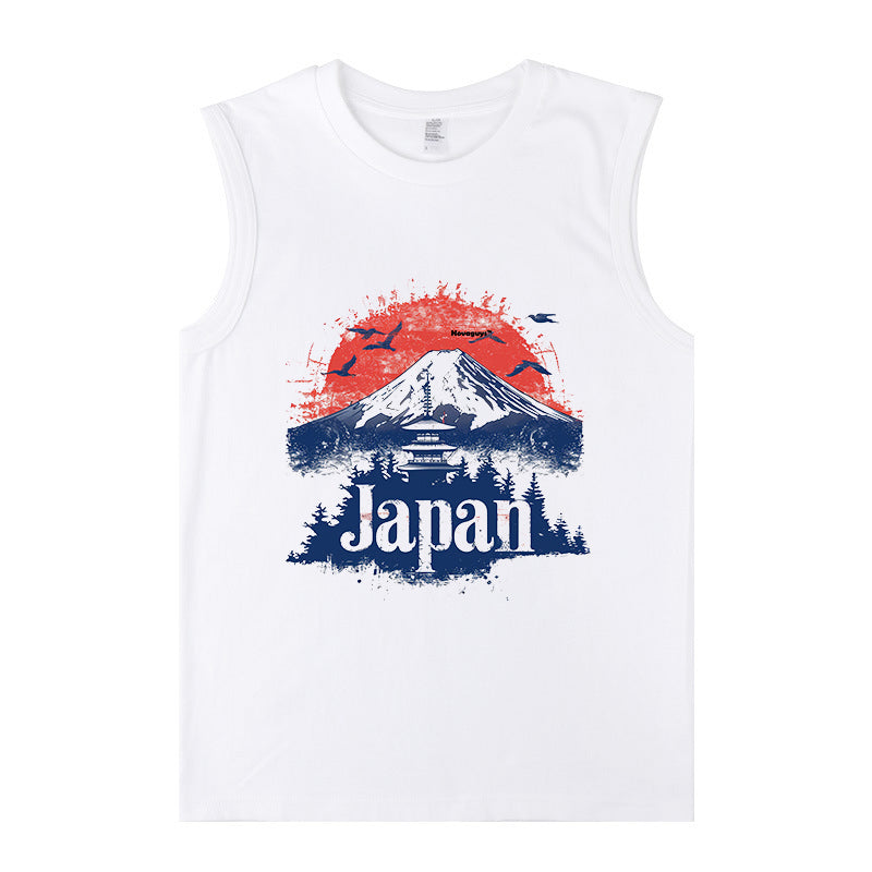 Eternal Fuji Mountain Print Men's Cotton Tank Tops