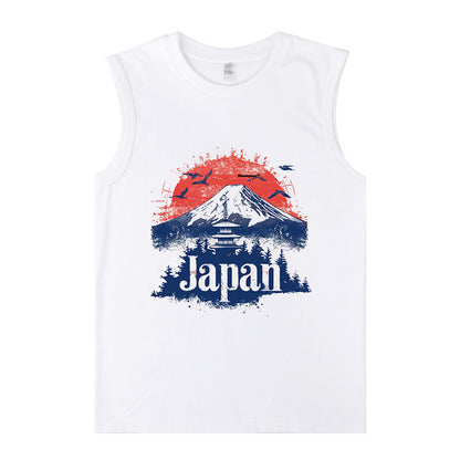 Eternal Fuji Mountain Print Men's Cotton Tank Tops