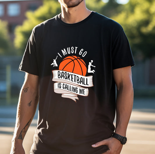 Baketball Lovers Hoops Calling Men's Black Big & Tall T-shirt
