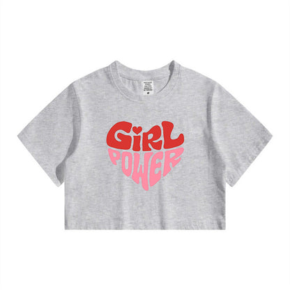 Girl Power Lady's Inspirational Letter Print Crop Tee