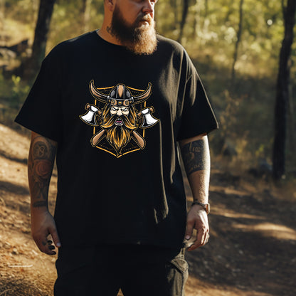 Legend of the North Viking Warrior and Axe Men's Black T-shirt