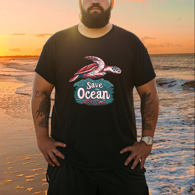 Men's Sea Turtle Print Oversized T-shirt