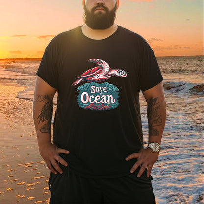 Men's Sea Turtle Print Oversized T-shirt
