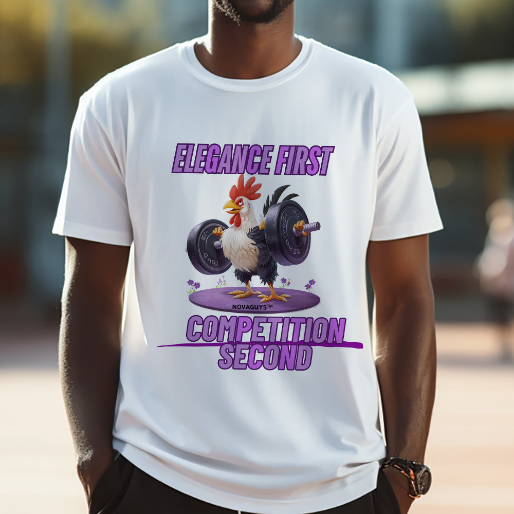 Chic Weightlifting Gallic Rooster T-Shirt Men's Le Coq Gaulois Print Tee Big & Tall