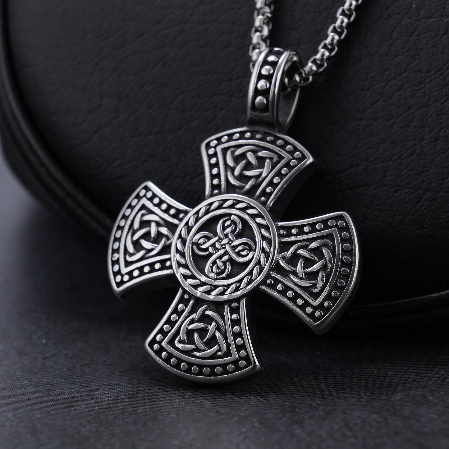 Celtic Cross Stainless Steel Pendant Necklace