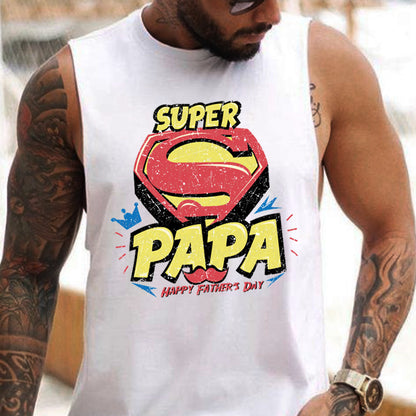 Men's Super Papa Tank Father's Day Gift