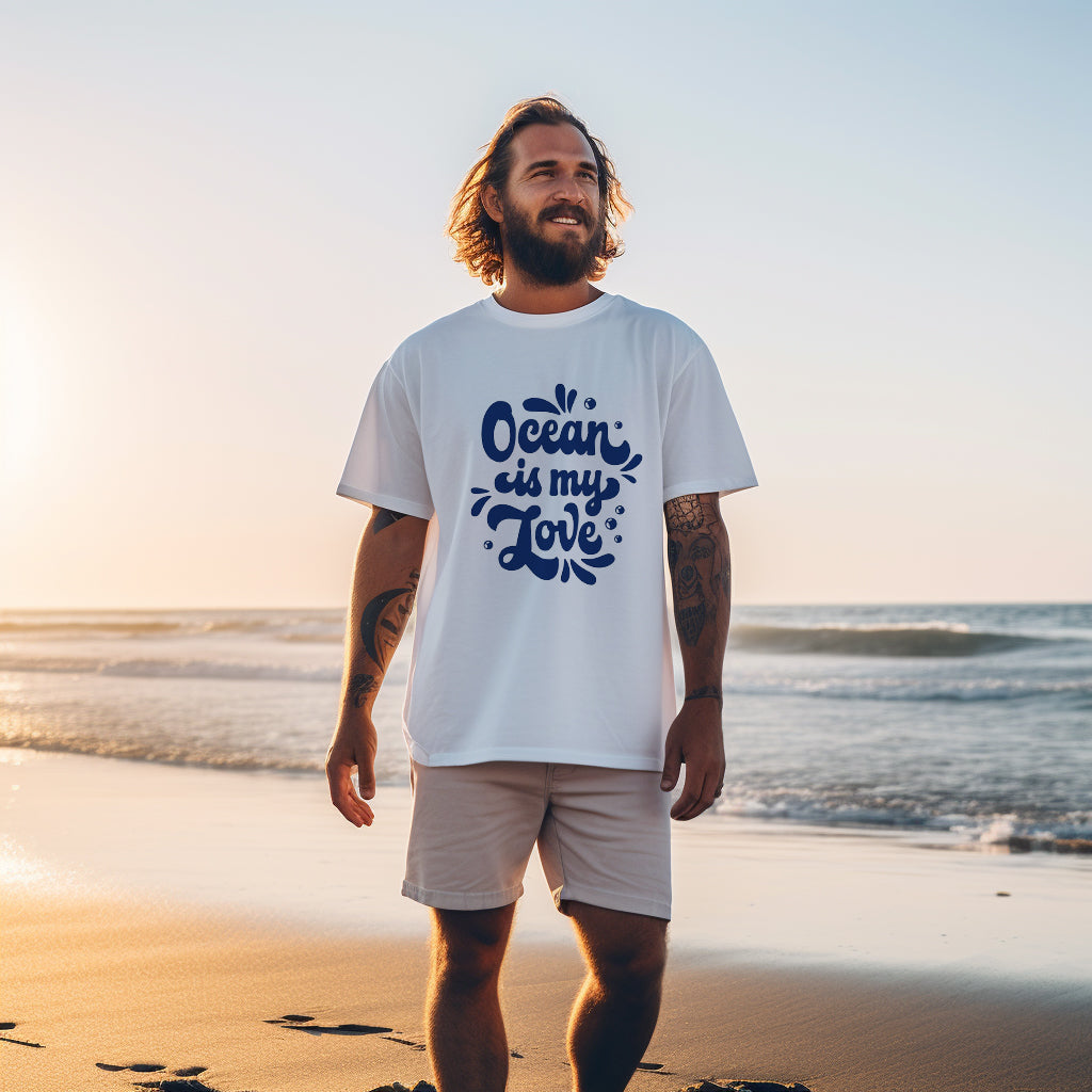 Men's Ocean Lover Print Oversized T-shirt Big & Tall