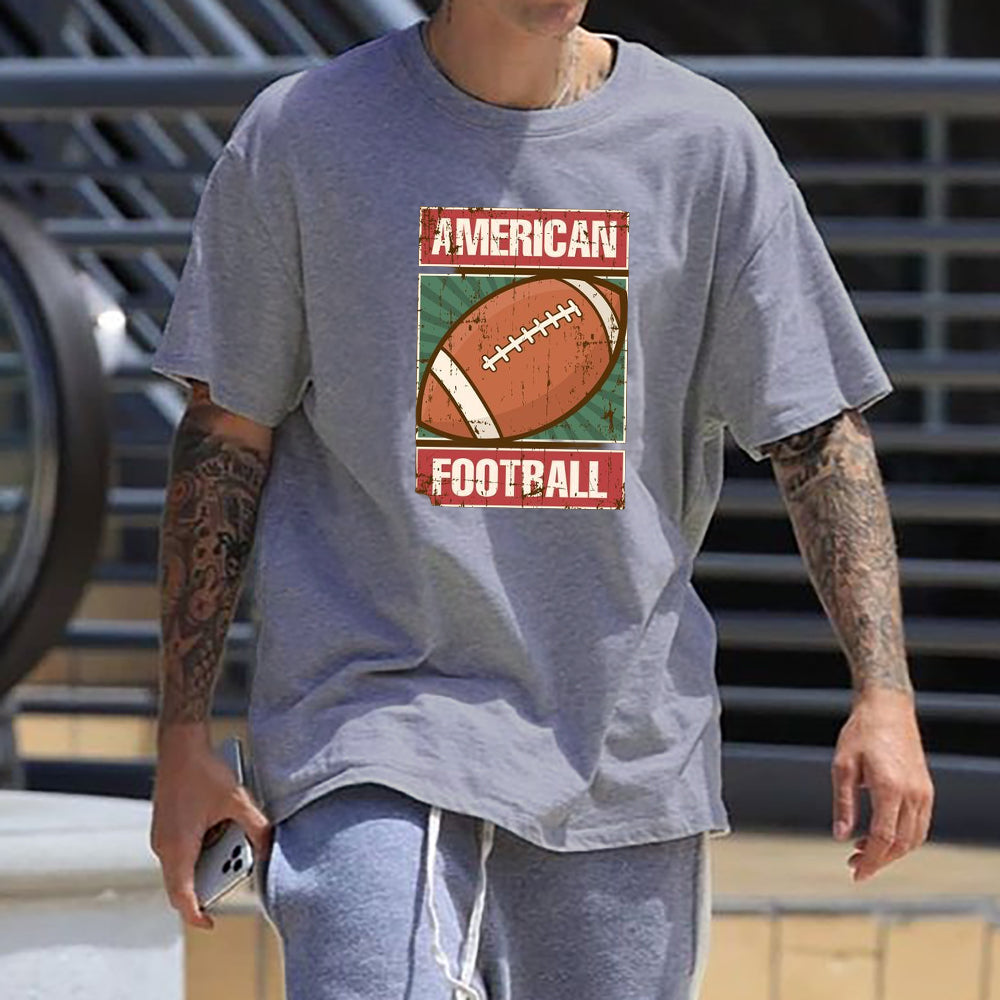 American Football Print Men's Cotton T-shirt