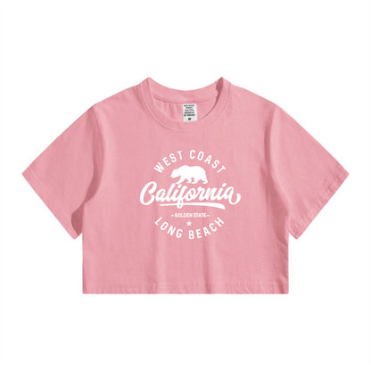 Lady's California Print Crop Tee
