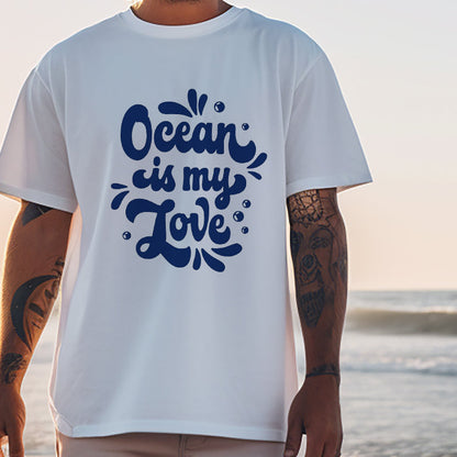Men's Ocean Lover Print Oversized T-shirt Big & Tall