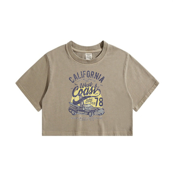California Surf Print Lady's Crop Tee