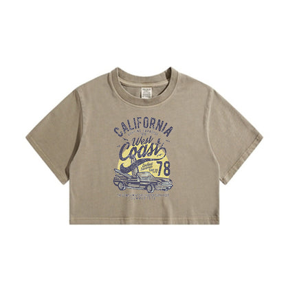 California Surf Print Lady's Crop Tee