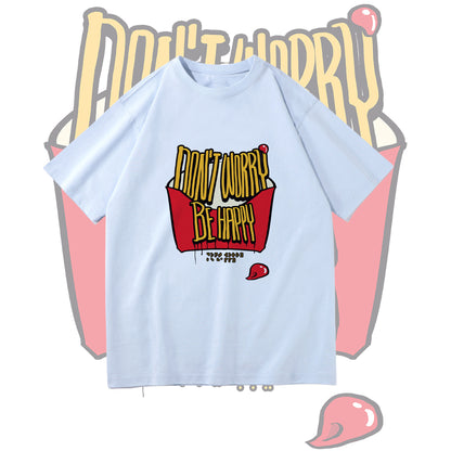 French Fries Inspirational Letter Print Women's Oversize T-shirt