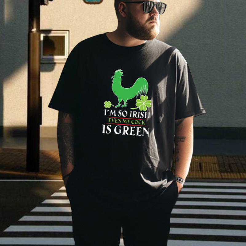 Green Chicken Four-leaf Clover Playful Print T-shirt Big & Tall