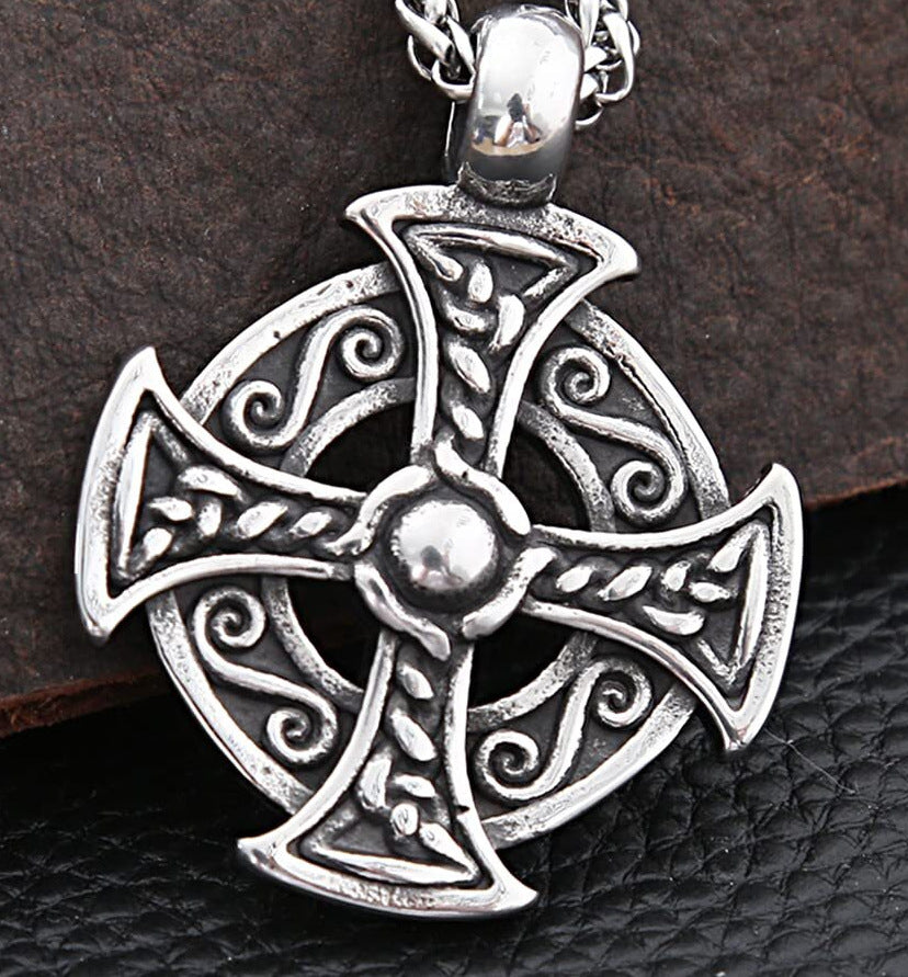 Celtic Cross Stainless Steel Pendant Necklace