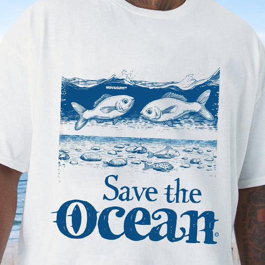 Ocean Fish Print Men's Oversized T-shirt Big & Tall
