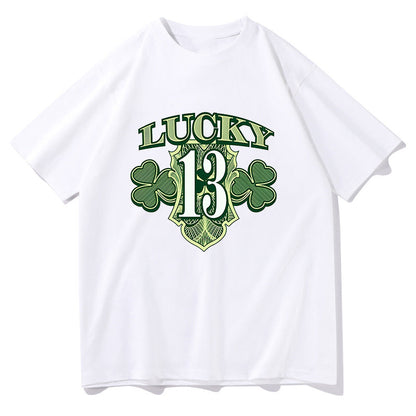 Lucky 13 Shamrock Irish Pride Men's White Tee Big & Tall