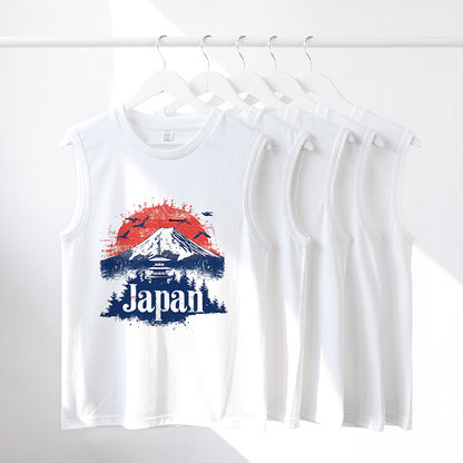 Eternal Fuji Mountain Print Men's Cotton Tank Tops