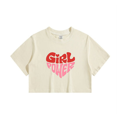 Girl Power Lady's Inspirational Letter Print Crop Tee