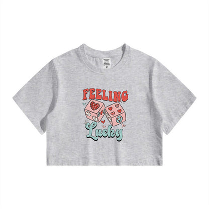 Lucky Dice Print Ladies Crop Tee