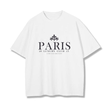 Paris Alphabet Graphic Print Loose Men's Short Sleeve T-Shirt Big & Tall
